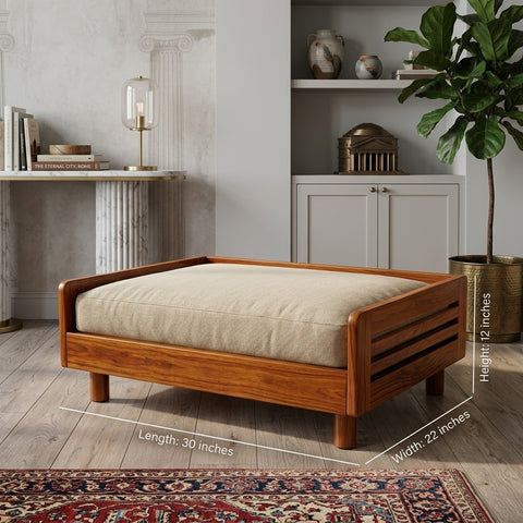 PRITI Solid Sheesham Wood Pet Daybed | Cat Bed | Dog Bed