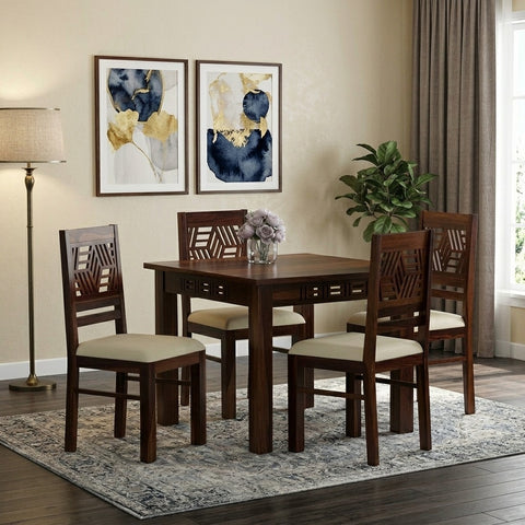 Priti 4 Seater Sheesham wood Dining Set with Priti Sheesham Dining Chair