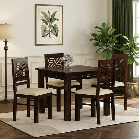 Priti 4 Seater Sheesham wood Dining Set with Priti Sheesham Dining Chair