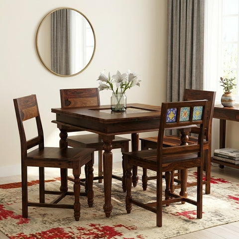 PRITI Sheesham Wood 4 Seater Dining Set In Rustic Finish