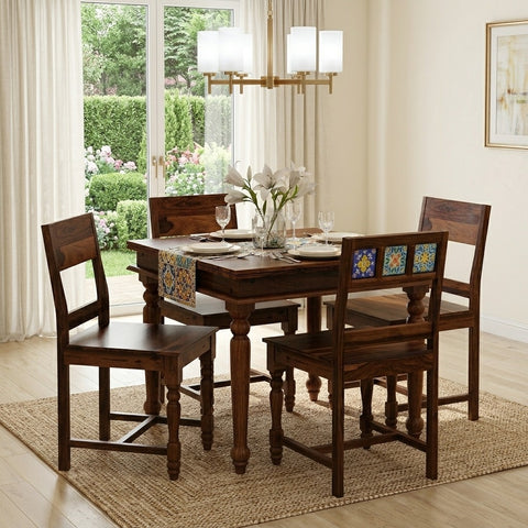 PRITI Sheesham Wood 4 Seater Dining Set In Rustic Finish