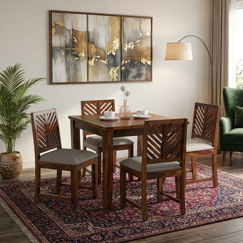 PRITI Sheesham Wood 4 Seater Dining Set In Walnut Finish
