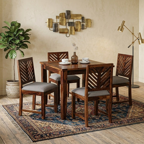 PRITI Sheesham Wood 4 Seater Dining Set In Walnut Finish