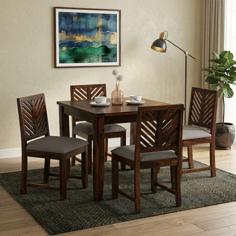 PRITI Sheesham Wood 4 Seater Dining Set In Walnut Finish