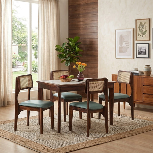 PRITI Sheesham Wood 4 Seater Dining Set In Teak Finish