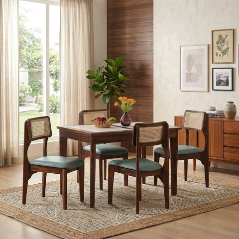 PRITI Sheesham Wood 4 Seater Dining Set In Teak Finish