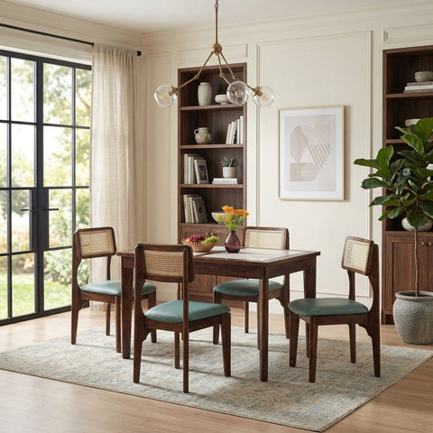 PRITI Sheesham Wood 4 Seater Dining Set In Teak Finish