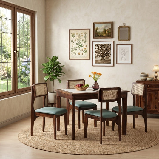 PRITI Sheesham Wood 4 Seater Dining Set In Teak Finish