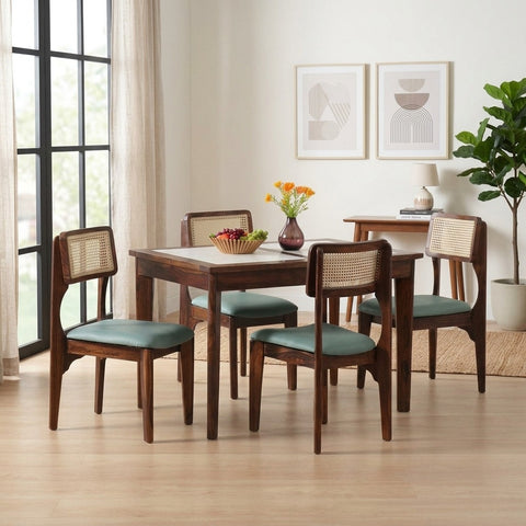 PRITI Sheesham Wood 4 Seater Dining Set In Teak Finish