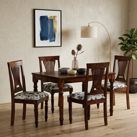 PRIT Sheesham Wood 4 Seater Dining Set in Walnut Finish