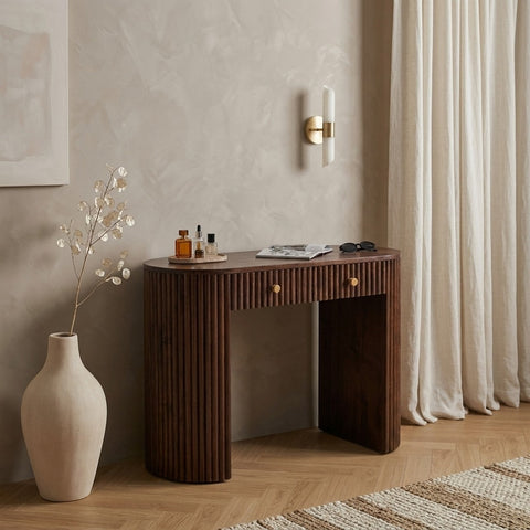 PRITI Mango Wood Dressing Table Console - Walnut