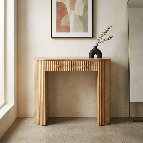 PRITI Mango Wood Dressing Table Console - Natural