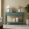 PRITI Scalloped Edge Console Table, Blue Spruce