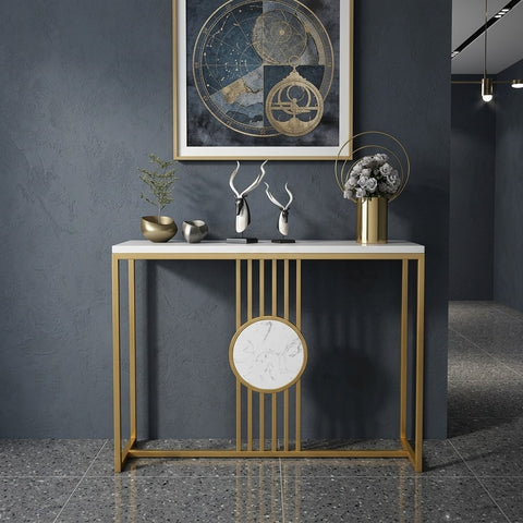 PRITI Rectangular White  Console Table