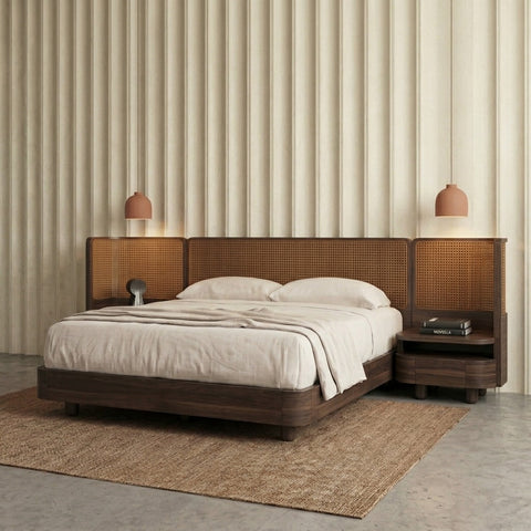 PRITI Cane Panel Bed-Queen