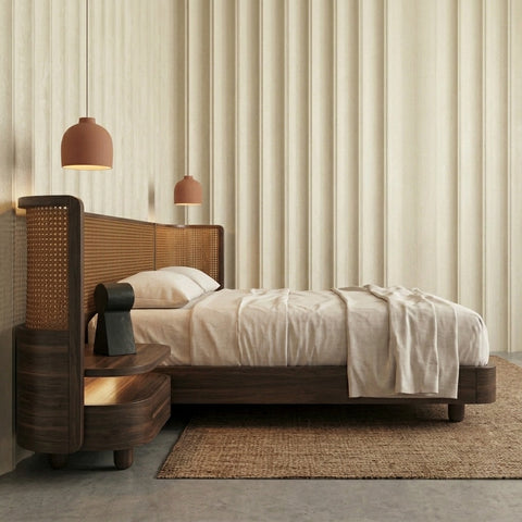 PRITI Cane Panel Bed-Queen