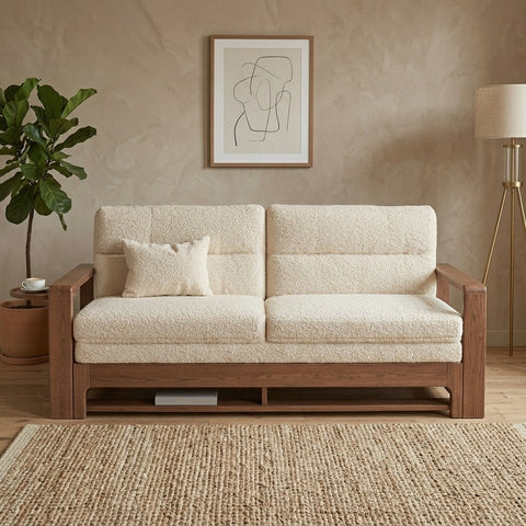 PRITI Sofa Come Bed with Wide Armrest and Storage Shelf