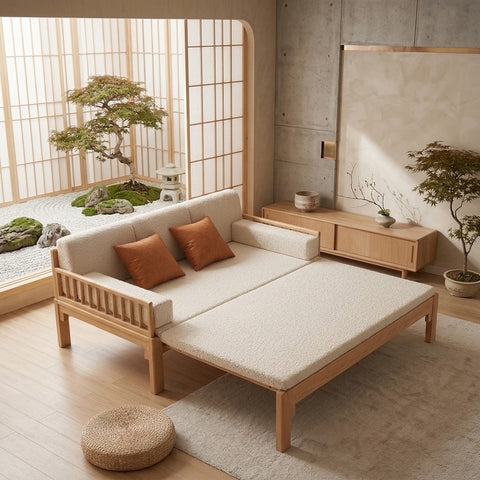 PRITI Solid Wood Sofa Come Bed & Premium