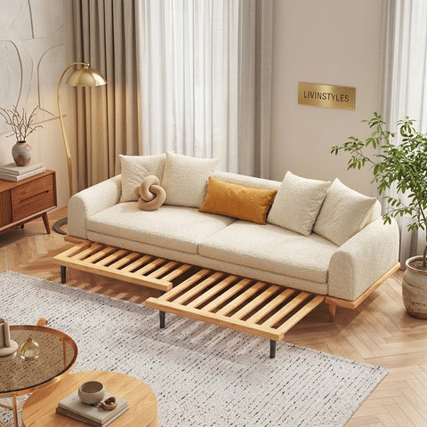 PRITI Solid Wood Sofa Come Bed for Living Room & Premium Upholstery