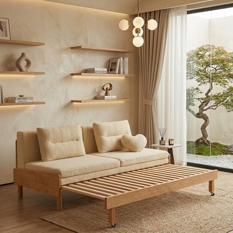 PRITI Pull Out Solid Wood Sofa Come Bed