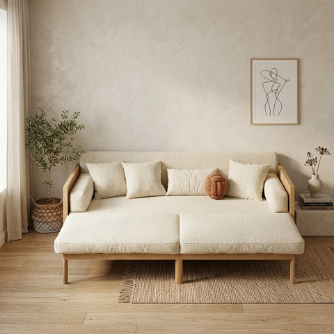 PRITI Pull Out Multifunction Solid Wood Frame Sofa Bed