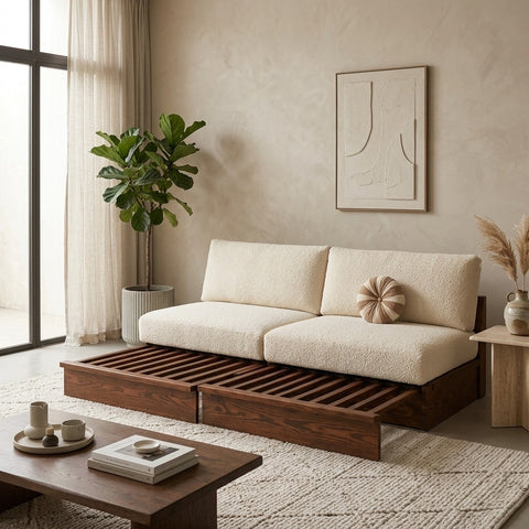 PRITI Pull Out Solid Wood Sofa Come Bed
