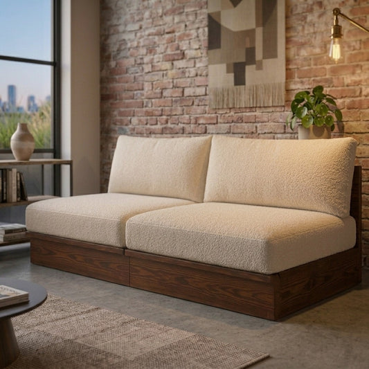 PRITI Pull Out Solid Wood Sofa Cum Bed