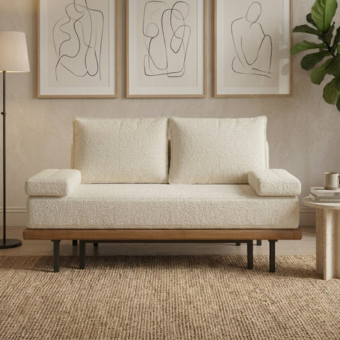 PRITI Solid Wood Sofa Come Bed for Living Room
