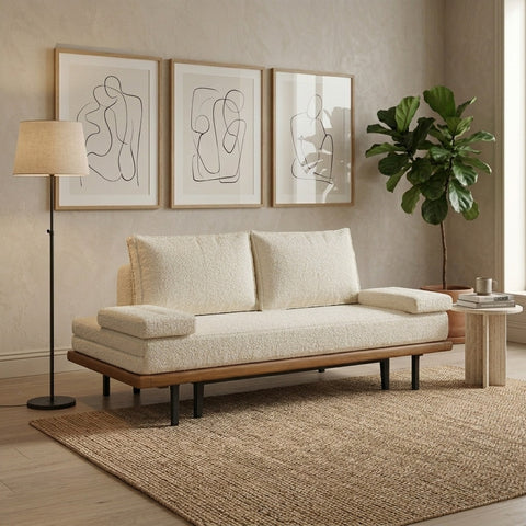 PRITI Solid Wood Sofa Come Bed for Living Room