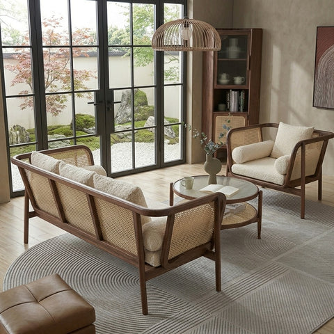 PRITI Solid Wood 3 + 1 + 1 Sofa for Living Room