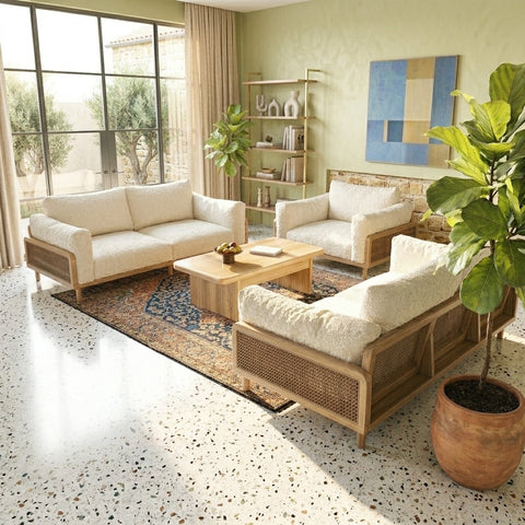 PRITI Solid Wood 3 + 2 +1 Sofa Set for Living Room