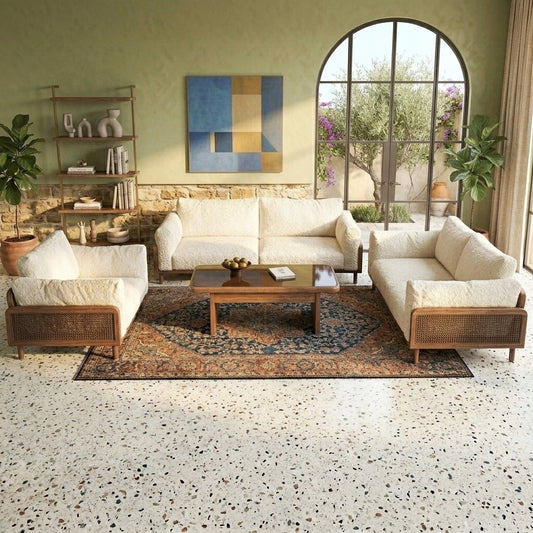 PRITI Solid Wood 3 + 2 +1 Sofa Set for Living Room