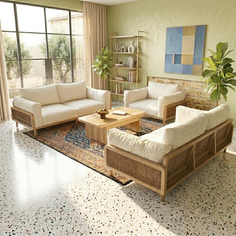 PRITI Solid Wood 3 + 2 +1 Sofa Set for Living Room