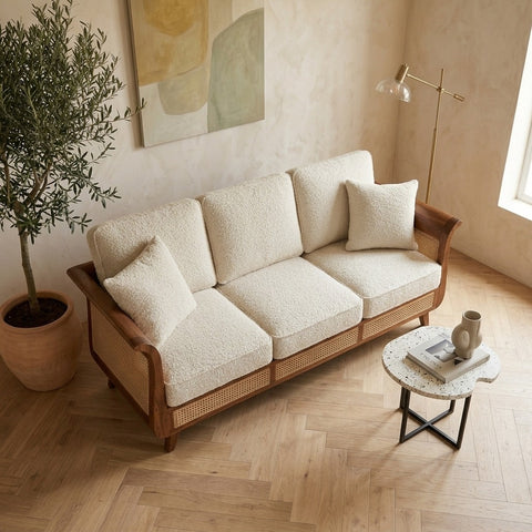 PRITI Sheesham Wood and Cane Sofa for Living Room