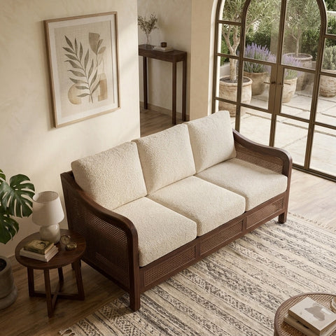 PRITI  Sheesham Wood and Cane Sofa for Living Room