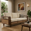 PRITI Sheesham Wood and Cane Sofa for Living Room