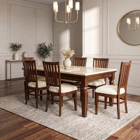 PRITI Wooden Walnut Dining Set