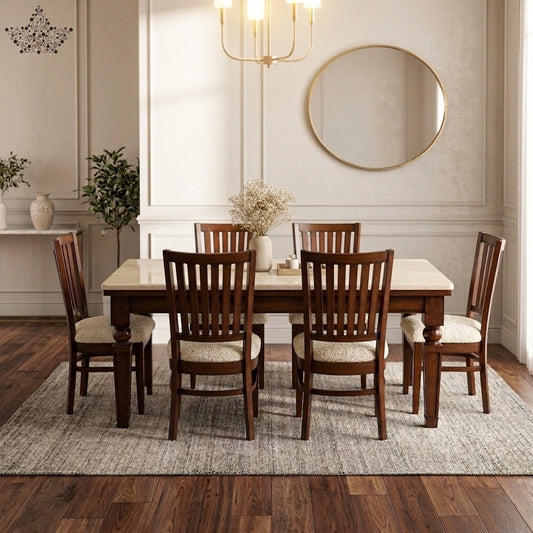 PRITI Wooden Walnut Dining Set