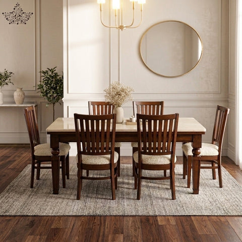 PRITI Wooden Walnut Dining Set