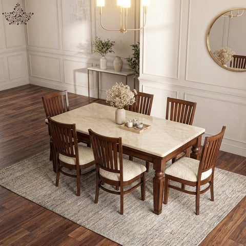 PRITI Wooden Walnut Dining Set
