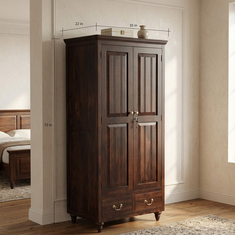 PRITI Solid Wood Two Doors Wardrobe