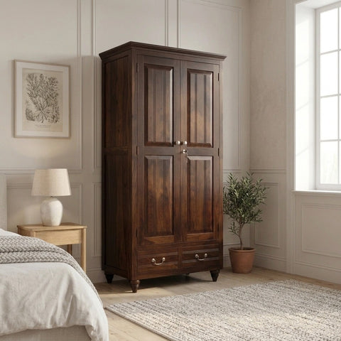 PRITI Solid Wood Two Doors Wardrobe