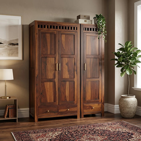 PRITI sheesham wood 3 door wardrobe