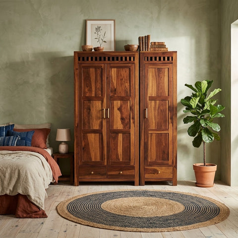 PRITI sheesham wood 3 door wardrobe