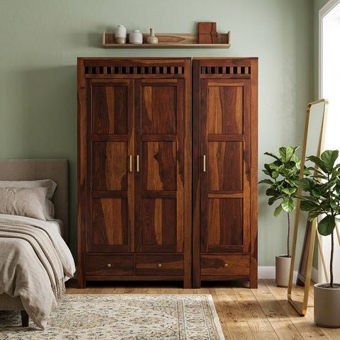 PRITI sheesham wood 3 door wardrobe