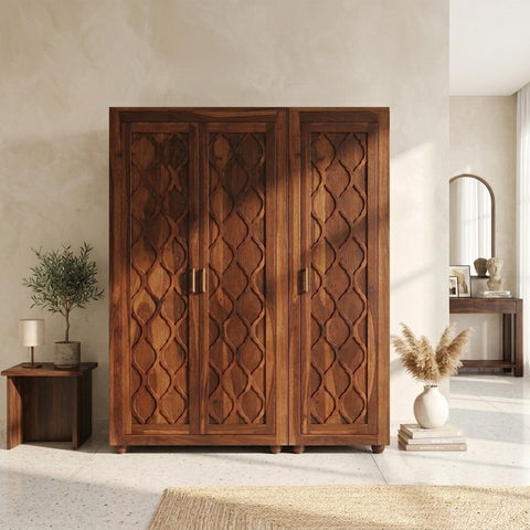 PRITI Sheesham Wood 3 door wardrobe