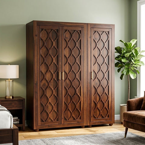 PRITI Sheesham Wood 3 door wardrobe