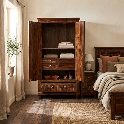 PRITI 2 door sheesham wood wardrobe