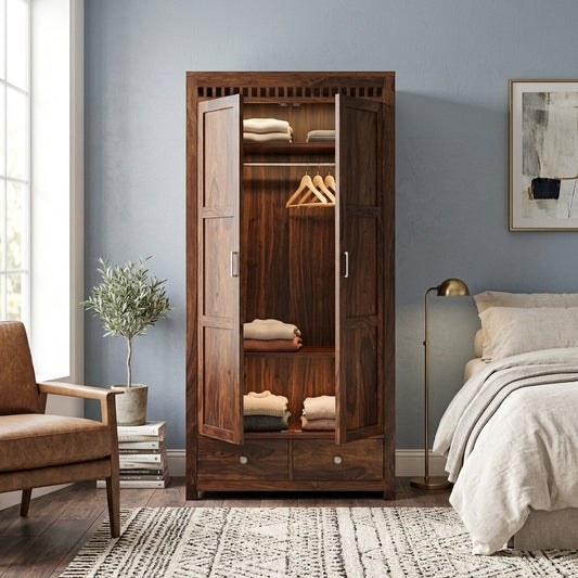 PRITI 2 door sheesham wood wardrobe