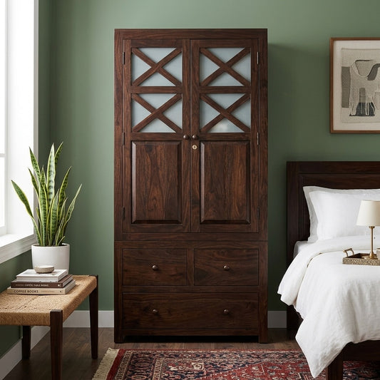 PRITI 2 door sheesham wood wardrobe